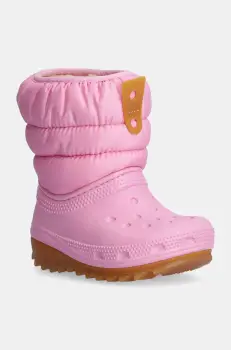 Crocs cizme de iarna copii CLASSIC NEO PUFF BOOT culoarea roz, 207683.G imagine
