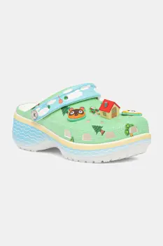 Crocs papuci Animal Crossing Platform Clog culoarea verde, cu platforma, 210101 imagine