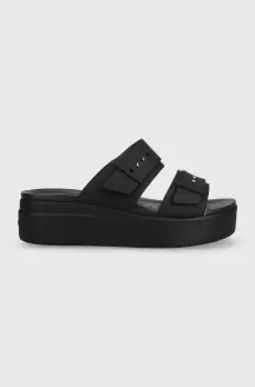 Crocs papuci Brooklyn Low Wedge Sandal femei, culoarea negru, cu platforma, 207431 imagine