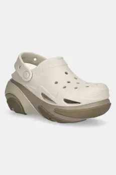Crocs papuci Bubble Crush Clog femei, culoarea maro, cu platforma, 210061.214 imagine