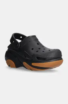 Crocs papuci Bubble Crush Clog femei, culoarea negru, cu platforma, 210061 imagine