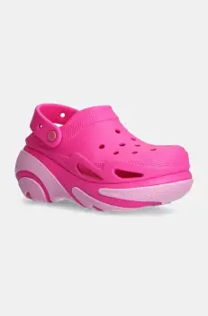 Crocs papuci Bubble Crush Clog femei, culoarea roz, cu platforma, 210061 imagine