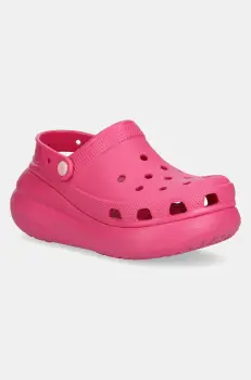 Crocs papuci Classic Crush Clog femei, culoarea roz, cu platforma, 207521.6ZQ imagine