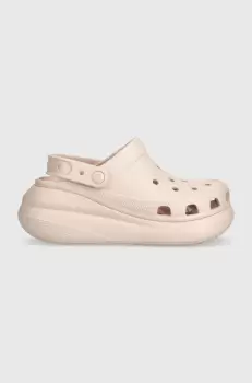 Crocs papuci Classic Crush Clog femei, culoarea roz, toc pana, 207521 imagine