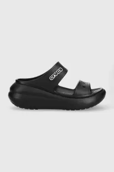 Crocs papuci Classic Crush Sandal femei, culoarea negru, cu platforma, 207670 imagine