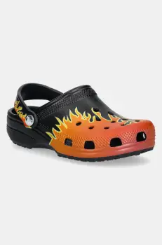 Crocs papuci CLASSIC FLAMES CLOG KIDS culoarea negru, 210993 imagine