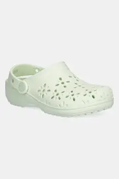Crocs papuci CLASSIC FLORAL CUT OUT CLOG KIDS culoarea verde, 210943 imagine