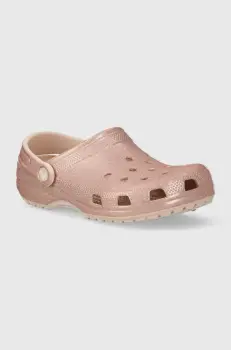 Crocs papuci Classic Glitter Clog femei, culoarea roz, 205942 imagine