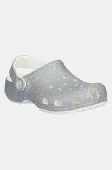 Crocs papuci CLASSIC IRIDESCENT GLITTER CLOG KIDS culoarea argintiu, 210986 imagine