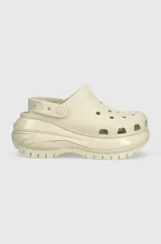 Crocs papuci Classic Mega Crush Clog femei, culoarea bej, cu platforma, 207988 imagine