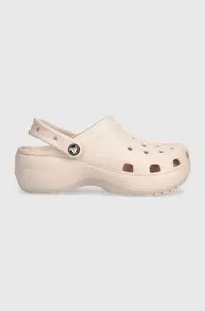 Crocs papuci Classic Platform Clog femei, culoarea roz, cu platforma, 206750 imagine