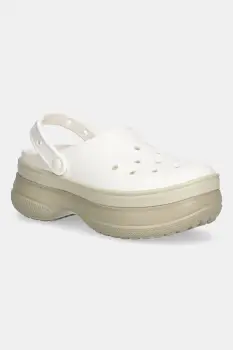 Crocs papuci Classic Stacked Clog culoarea bej, cu platforma, 211355 imagine