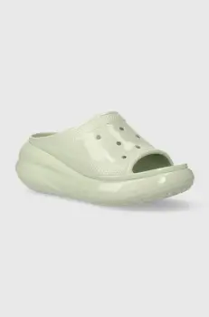 Crocs papuci Crush High Shine Slide femei, culoarea verde, cu platforma, 209648 imagine
