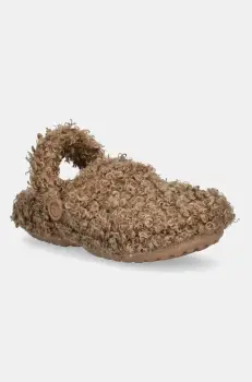 Crocs papuci de casa Classic Doodle Fur Lined Clog culoarea bej, 210849 imagine