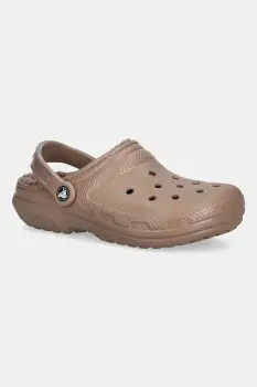 Crocs papuci de casa Classic Lined Clog culoarea maro, 203591 imagine