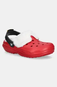 Crocs papuci de casa Classic Lined Santa Clog culoarea rosu, 210933 imagine