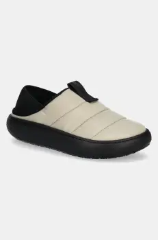 Crocs papuci de casa Classic Puff Moc culoarea bej, 210706 imagine