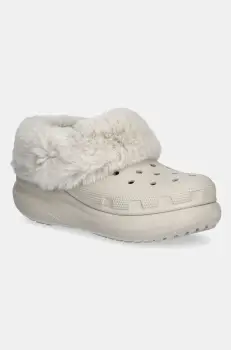 Crocs papuci de casa Furever Crush Clog culoarea bej, 208446 imagine