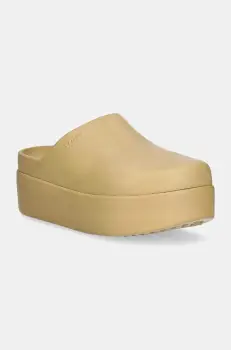 Crocs papuci Dylan Platform Clog femei, culoarea bej, cu platforma, 209869 imagine