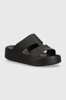 Crocs papuci Gataway Platform H - Strap femei, culoarea negru, cu platforma, 209409 imagine