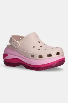 Crocs papuci Mega Crush Matte Clog femei, culoarea roz, cu platforma, 210749 imagine