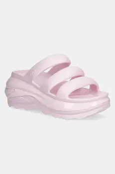 Crocs papuci Mega Crush Tripe Strap femei, culoarea roz, cu platforma, 209842.6ZW imagine