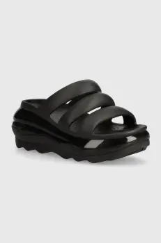 Crocs papuci Mega Crush Triple Strap femei, culoarea negru, cu platforma, 209842 imagine