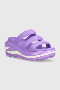 Crocs papuci Mega Crush Triple Strap femei, culoarea violet, cu platforma, 209842 imagine