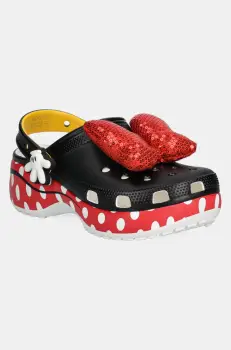 Crocs papuci Minnie Classic Platform Clog W femei, culoarea negru, 209896-100 imagine