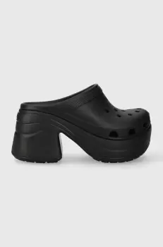 Crocs papuci Siren Clog femei, culoarea negru, cu toc drept, 208547 imagine