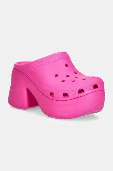 Crocs papuci Siren Clog femei, culoarea roz, cu toc drept, 208547 imagine