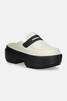 Crocs papuci Stomp Loafer Clog femei, culoarea bej, cu platforma, 209937 imagine
