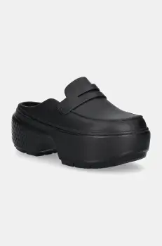Crocs papuci Stomp Loafer Clog femei, culoarea negru, cu platforma, 209937 imagine