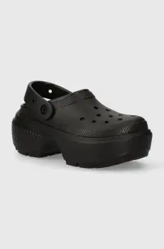 Crocs papuci Stomp Slide femei, culoarea negru, cu platforma, 209347.001 imagine