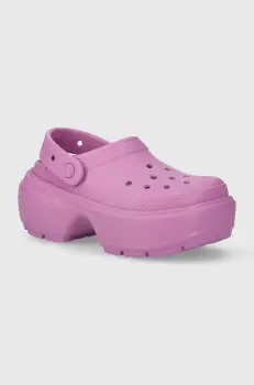 Crocs papuci Stomp Slide femei, culoarea violet, cu platforma, 209347.6WQ imagine