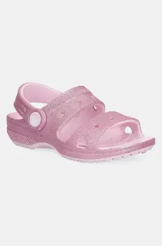 Crocs sandale CLASSIC GLITTER SANDAL culoarea roz, 207983 imagine