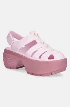 Crocs sandale Stomp Fisherman Pearl Sandal femei, culoarea roz, cu platforma, 210979-6XX imagine