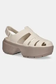 Crocs sandale Stomp Fisherman Sandal femei, culoarea bej, cu platforma, 209938-0LL imagine