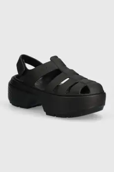 Crocs sandale Stomp Fisherman Sandal femei, culoarea negru, cu platforma, 209938 imagine