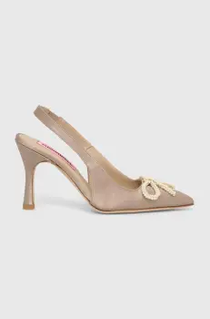 Custommade pantofi cu toc Ayanna Satin Pearl culoarea maro, 000402096 imagine