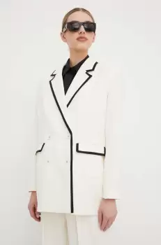 Custommade sacou culoarea bej, cu doua randuri de nasturi, neted imagine