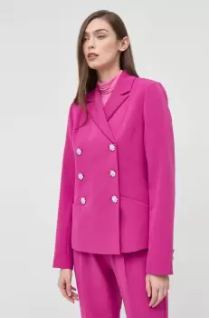 Custommade sacou Finja culoarea roz, cu doua randuri de nasturi, neted imagine