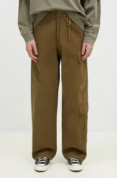 DARKPARK pantaloni de bumbac Jeffrey culoarea verde, cu fit cargo, MTR36.FAP05.0061 imagine