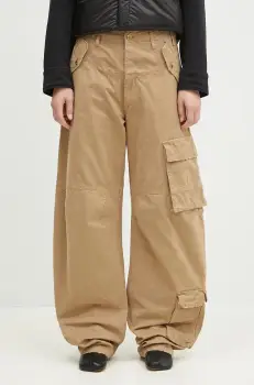 DARKPARK pantaloni de bumbac Rosalind culoarea bej, fitcargo, high waist, WTR04.FAP05.008501 imagine