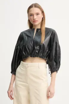 Day Birger et Mikkelsen bluza din piele Dorothy culoarea negru, neted, DAY65243672 imagine