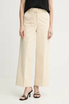 Day Birger et Mikkelsen pantaloni de bumbac Jade culoarea bej, lat, high waist, DAY65243696 imagine