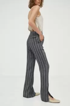 Day Birger et Mikkelsen pantaloni de trening cu amestec de in culoarea negru, drept, high waist imagine