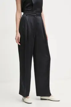 Day Birger et Mikkelsen pantaloni din amestec de in Enzo culoarea negru, lat, high waist, DAY65243533 imagine