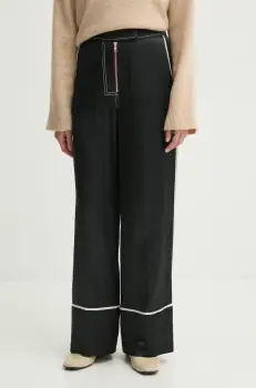 Day Birger et Mikkelsen pantaloni din amestec de in Gianna femei, culoarea negru, lat, high waist, DAY65243687 imagine