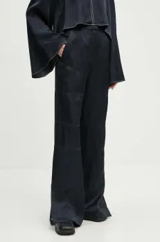 Day Birger et Mikkelsen pantaloni din amestec de in Jonas - High Shine Blend RD culoarea albastru marin, lat, high waist, DAY65243257 imagine